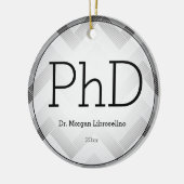 Herringbone Black Gray PhD Afstuderen Naam jaar Keramisch Ornament (Links)