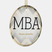 Herringbone Black Tan MBA Afstuderen Name Year Keramisch Ornament (Rechts)