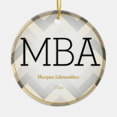 Herringbone Black Tan MBA Afstuderen Name Year Keramisch Ornament (Voorkant)