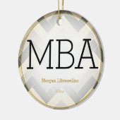 Herringbone Black Tan MBA Afstuderen Name Year Keramisch Ornament (Links)