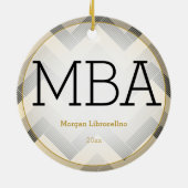 Herringbone Black Tan MBA Afstuderen Name Year Keramisch Ornament (Achterkant)