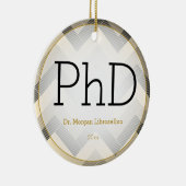 Herringbone Black Tan PhD Afstuderen Name Year Keramisch Ornament (Rechts)