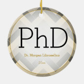 Herringbone Black Tan PhD Afstuderen Name Year Keramisch Ornament (Achterkant)