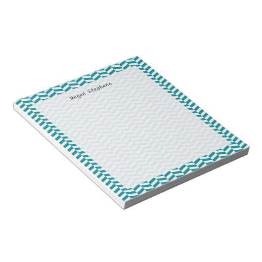 Herringbone Blauwgroen Blue Personalized Note Pad Notitieblok (Schuin)
