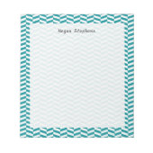 Herringbone Blauwgroen Blue Personalized Note Pad Notitieblok (Voorkant)