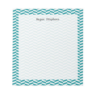 Herringbone Blauwgroen Blue Personalized Note Pad Notitieblok