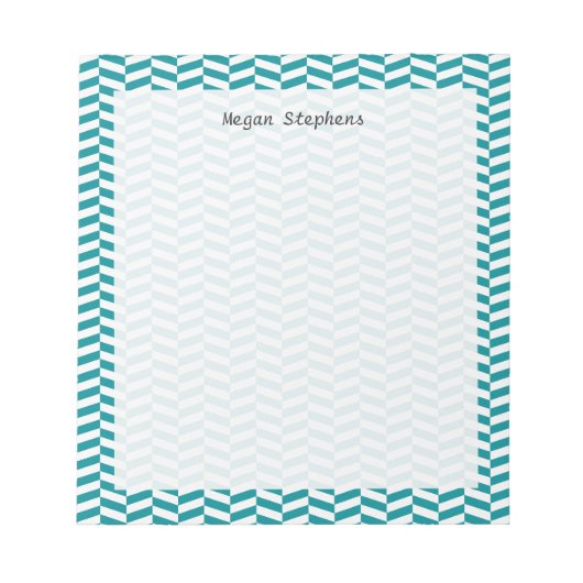 Herringbone Blauwgroen Blue Personalized Note Pad Notitieblok (Voorkant)