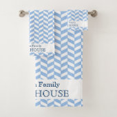 Herringbone Blue White Beach House | Aangepaste na Bad Handdoek (Insitu)
