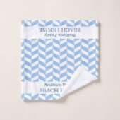 Herringbone Blue White Beach House | Aangepaste na Bad Handdoek (Wasdoekje)