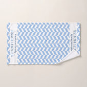 Herringbone Blue White Beach House | Aangepaste na Bad Handdoek (Handdoek)