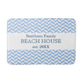 Herringbone Blue White Beach House Custom Badmat (Voorkant)