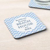 Herringbone Blue White Beach House Custom Drankjes Onderzetter (Linkerzijde)