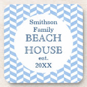 Herringbone Blue White Beach House Custom Drankjes Onderzetter (Voorkant)