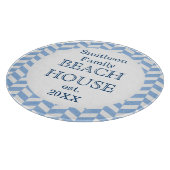 Herringbone Blue White Beach House Custom Snijplank (Hoek)