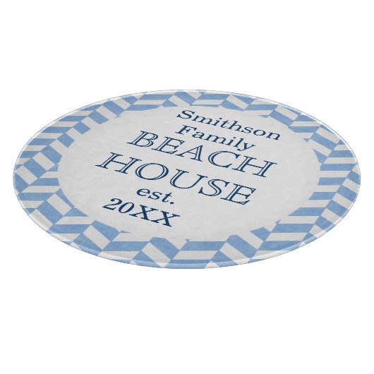 Herringbone Blue White Beach House Custom Snijplank (Hoek)