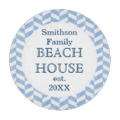 Herringbone Blue White Beach House Custom Snijplank (Voorkant)