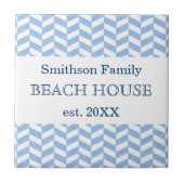 Herringbone Blue White Beach House Custom Tegeltje (Voorkant)