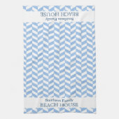 Herringbone Blue White Beach House Custom Theedoek (Verticaal)