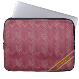Herringbone Chevron Pattern Luxurious Red Personal Laptop Sleeve