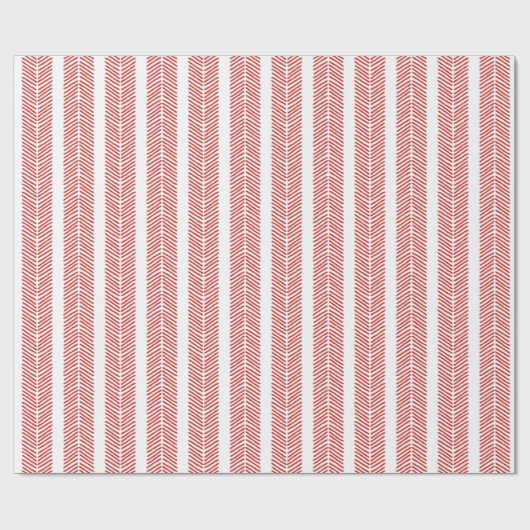 Herringbone Chevron Stripe Red Cadeaupapier (Vlak)