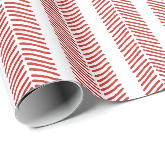 Herringbone Chevron Stripe Red Cadeaupapier (Rol Hoek)