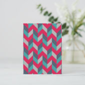 Herringbone Geometric Stripes Red Blue Grey Briefkaart (Staand voorkant)