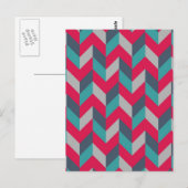 Herringbone Geometric Stripes Red Blue Grey Briefkaart (Voorkant / Achterkant)