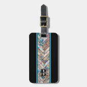 Herringbone Geschilderd houtsontwerp Bagagelabel (Voorkant verticaal)