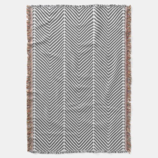 Herringbone Gray en White Modern Pattern Deken (Voorkant Verticaal)