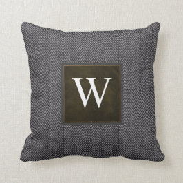 Herringbone Gray Tweed Personalized Kussen