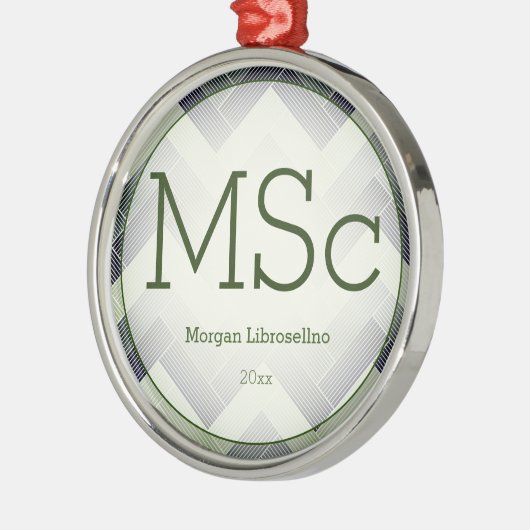 Herringbone Green White Name MSc Afstuderen Metalen Ornament (Links)