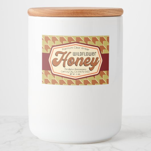 Herringbone Honey Jar and Mead Wine Bottle Labels Voedselcontainer Etiket (Voorkant)