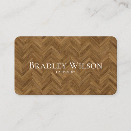Herringbone Modern Wooden Carpenter Visitekaartjes (Voorkant)