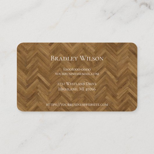 Herringbone Modern Wooden Carpenter Visitekaartjes (Achterkant)
