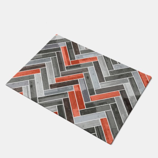 Herringbone Patroon in Oranje grijs Deurmat (Schuin)