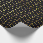 Herringbone Pattern Faux Gold Foil Black Geometric Cadeaupapier (Hoek)
