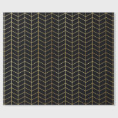 Herringbone Pattern Faux Gold Foil Black Geometric Cadeaupapier (Vlak)