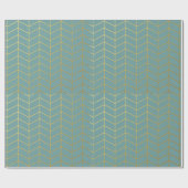 Herringbone Pattern Faux Gold Foil Blauwgroen Geom Cadeaupapier (Vlak)