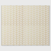 Herringbone Pattern Faux Gold Foil Ivory Geometric Cadeaupapier (Vlak)