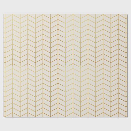 Herringbone Pattern Faux Gold Foil Ivory Geometric Cadeaupapier (Vlak)
