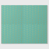 Herringbone Pattern Faux Gold Foil Mint Geometric Cadeaupapier (Vlak)