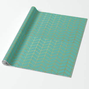 Herringbone Pattern Faux Gold Foil Mint Geometric Cadeaupapier