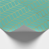 Herringbone Pattern Faux Gold Foil Mint Geometric Cadeaupapier (Hoek)