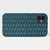 Herringbone Pattern Faux Gold Foil Navy Geometric Case-Mate iPhone Case (Achterkant (horizontaal))