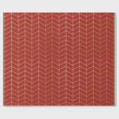 Herringbone Pattern Faux Gold Foil Red Geometric Cadeaupapier (Vlak)