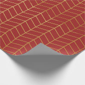 Herringbone Pattern Faux Gold Foil Red Geometric Cadeaupapier (Hoek)