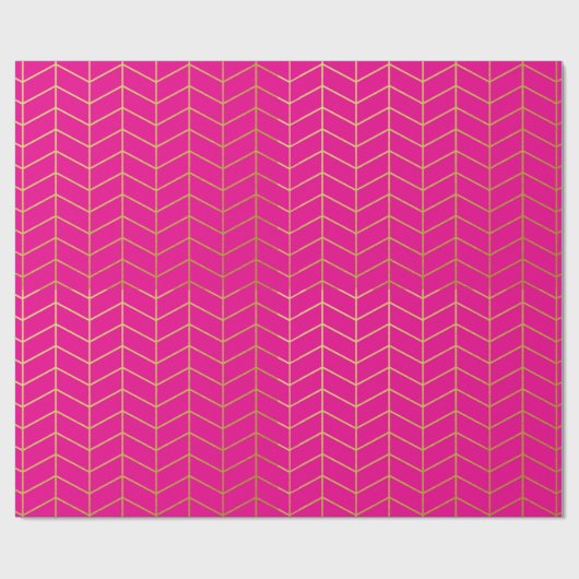 Herringbone Pattern Faux Gold Foil Roze Geometric Cadeaupapier (Vlak)