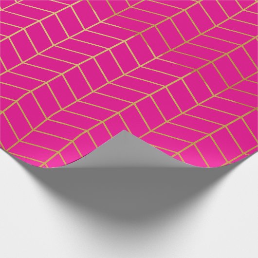 Herringbone Pattern Faux Gold Foil Roze Geometric Cadeaupapier (Hoek)