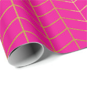 Herringbone Pattern Faux Gold Foil Roze Geometric Cadeaupapier (Rol Hoek)