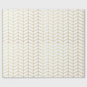 Herringbone Pattern Faux Gold Foil White Geometric Cadeaupapier (Vlak)